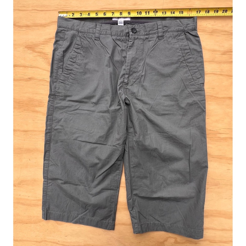 Calvin Klein Mens Cargo Shorts Size 32 GrayCotton Long Utility Casual Flat Front